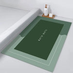 tapis bain gris vert moderne minimaliste lavable main machine usage maison salle bain