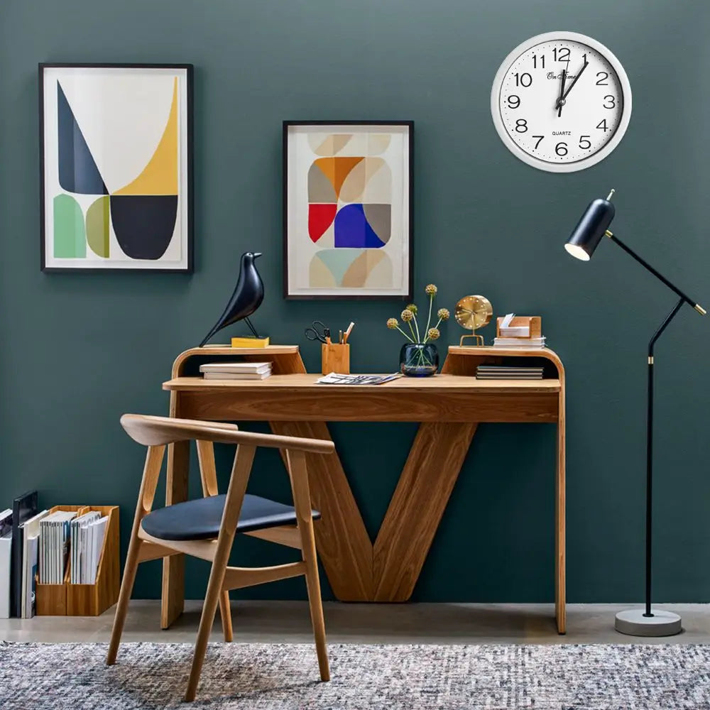 horloge murale moderne quartz aiguille noir cadre blanc étude chambre cuisine
