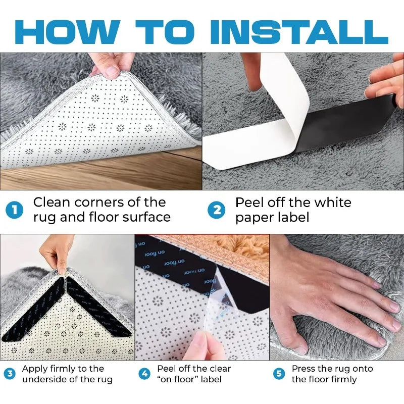 tapis antidérapant adhésif durable invisible moderne maison 12 pièces fixe tapis compact