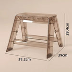 trois marches plastique transparent moderne minimaliste pieds métalliques porte ouverte poids 150kg