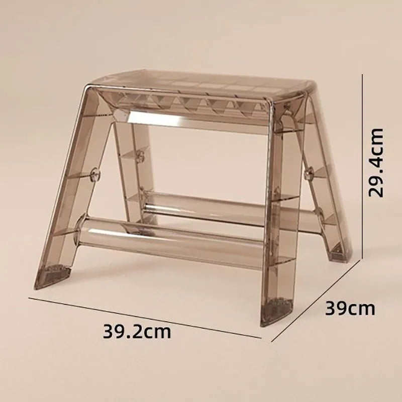 trois marches plastique transparent moderne minimaliste pieds métalliques porte ouverte poids 150kg