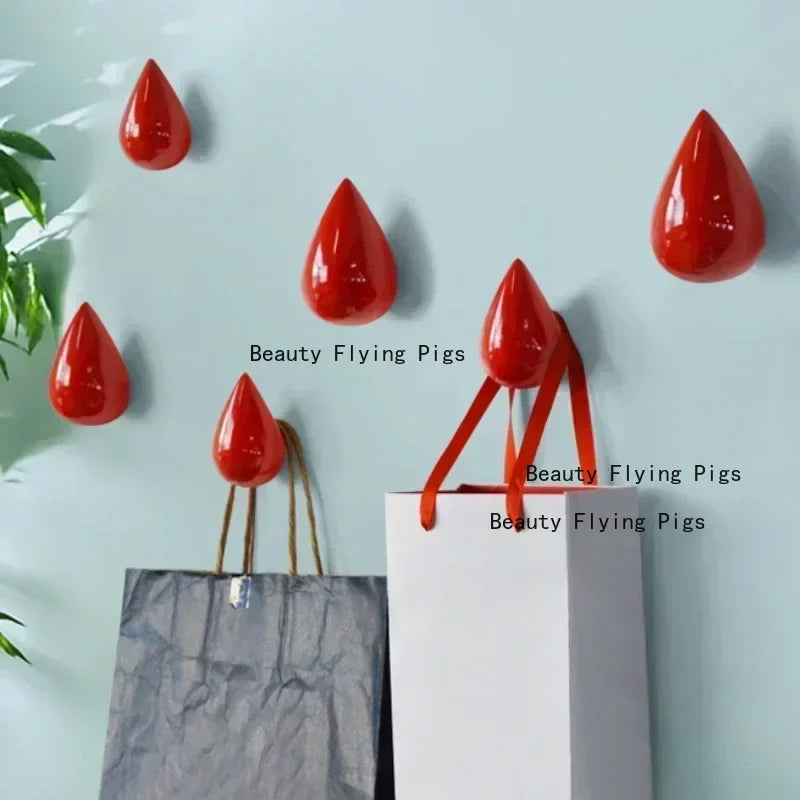 porte sacs mural moderne gouttes pluie vis fixés noir blanc rouge vert