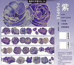 papier décoratif violet fleurs modernes adhésif washi sticker opaque scrapbooking bricolage artisanal fleur violet