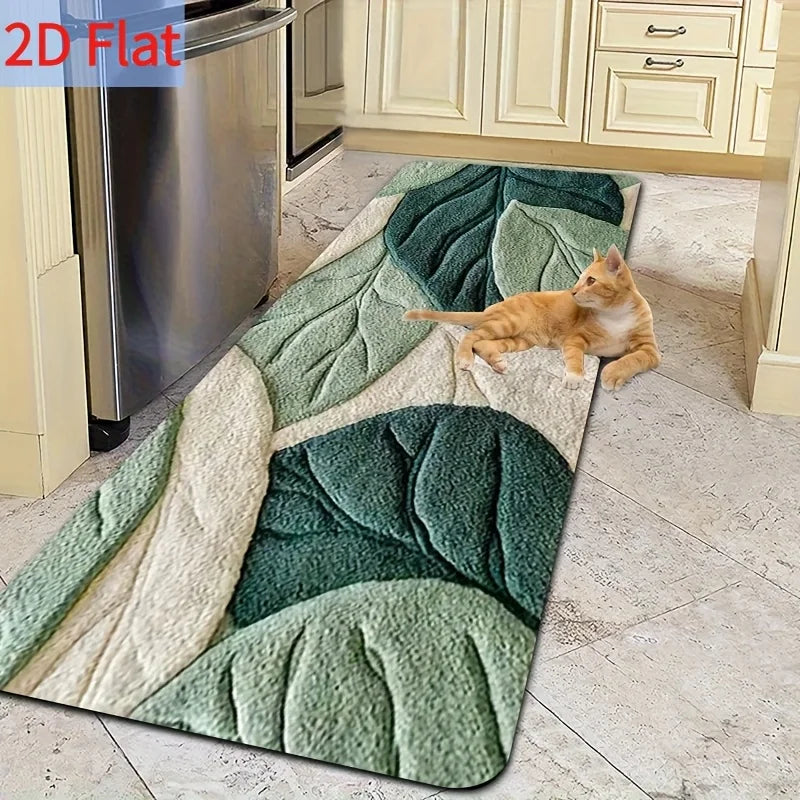 tapis vert feuilles moderne imperméable résistant antibactéries polyester doux salon chambre