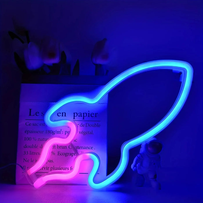 néons lumineux décoratifs lettres stylisées couleurs vives ambiance moderne festive