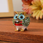 boîte bijoux oiseau strass bleu rouge vert or artisanal deco 3.5cm 3.5cm