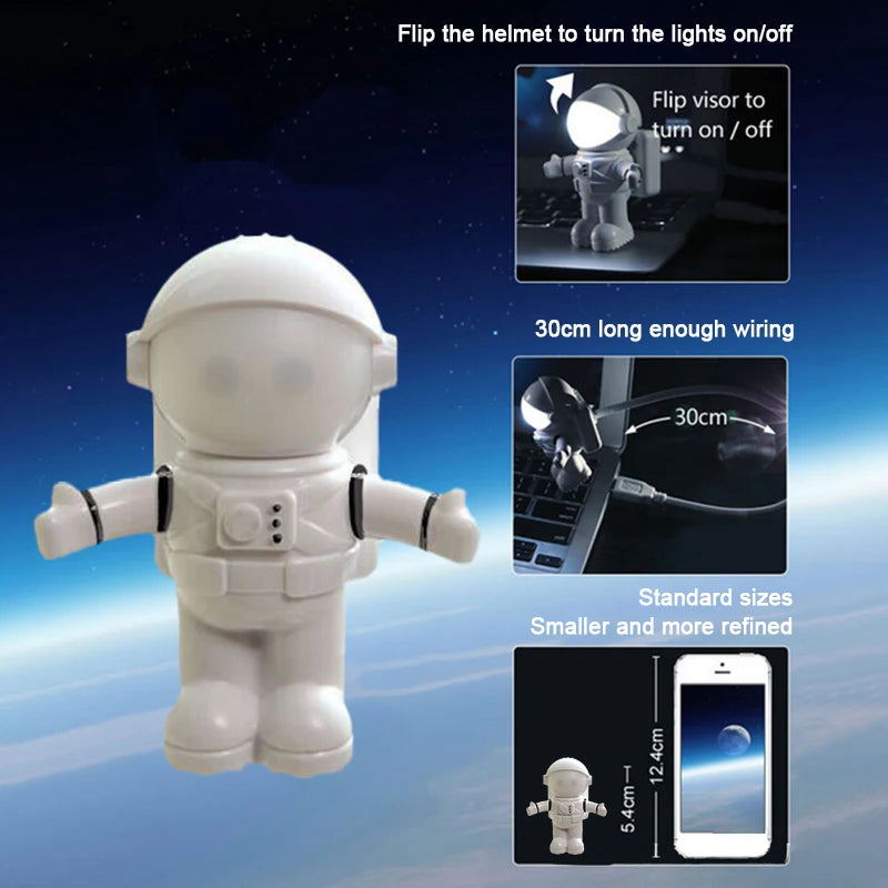 lampe led astronaute blanc moderne veilleuse portable chambre clips adhésif led abs