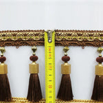 ruban brodé pompons rouge doré classique élégant blanc marron gris décoration artisanal bricolage