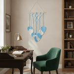tapisserie boho chic macramé franges coeurs orange blanc bleu vert marron clair coton mur
