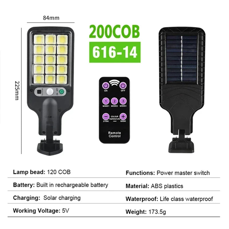 lumière solaire rue extérieure ip65 led noire moderne capteur mouvement autoinstallation