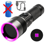 lampe torchon uv led rechargeable anti choc autodéfense affichage lcd texture anti glisse noire