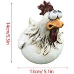 statuette poule blanche résine ornement décoration jardin rustique humoristiqueextérieur blanc orange marron