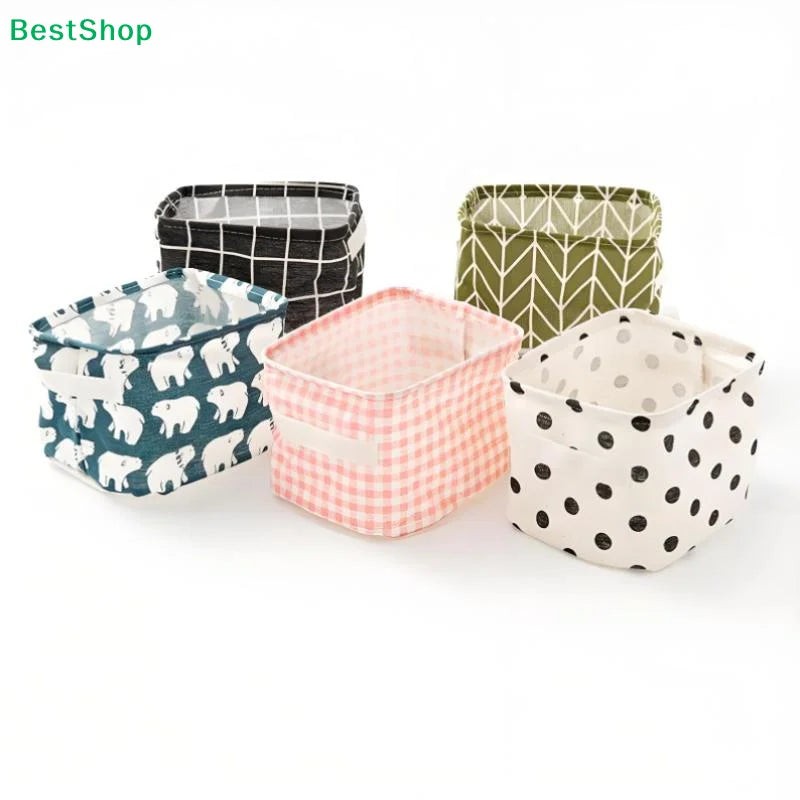boîte rangement pliable tissu coton lin motif ours polaire chambre maison