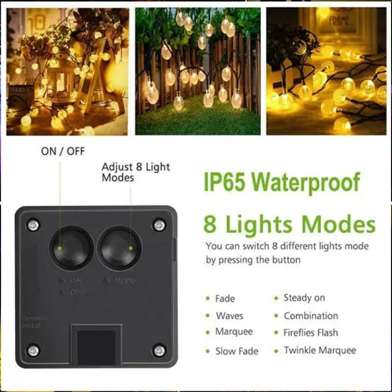 guirlande lumineuse multicolore blanc chaud translucides modernes clips modes solaire extérieure patio jardin