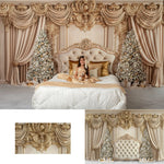 Fond photo tête de lit blanc doré pour décoration intérieure