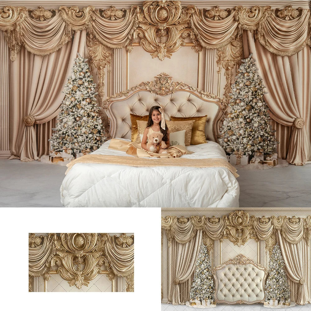 Fond photo tête de lit blanc doré pour décoration intérieure