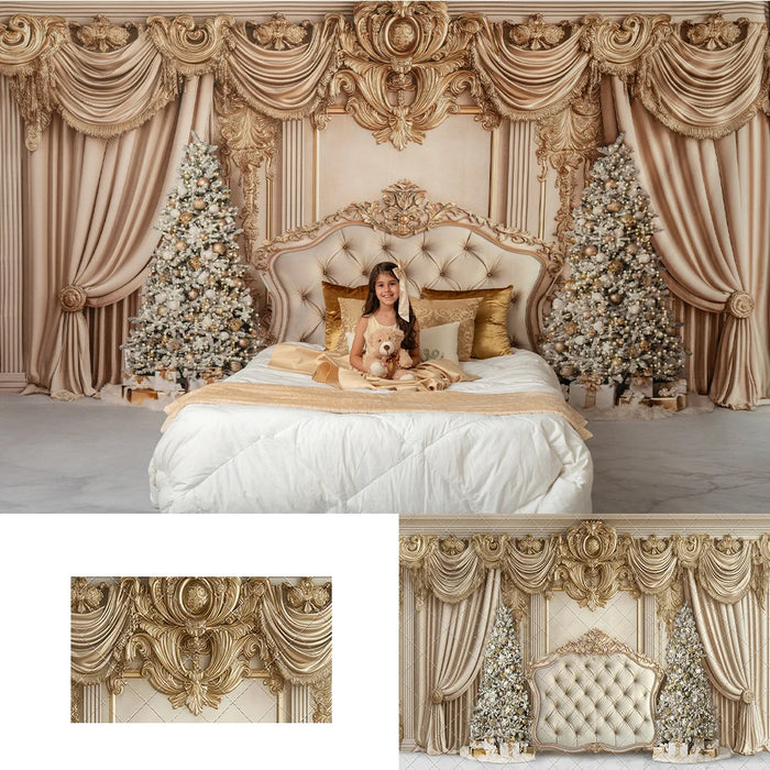 Fond photo tête de lit blanc doré pour décoration intérieure