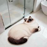 tapis sol noir blanc chat imprimé adhésif moderne absorption rapide PVC