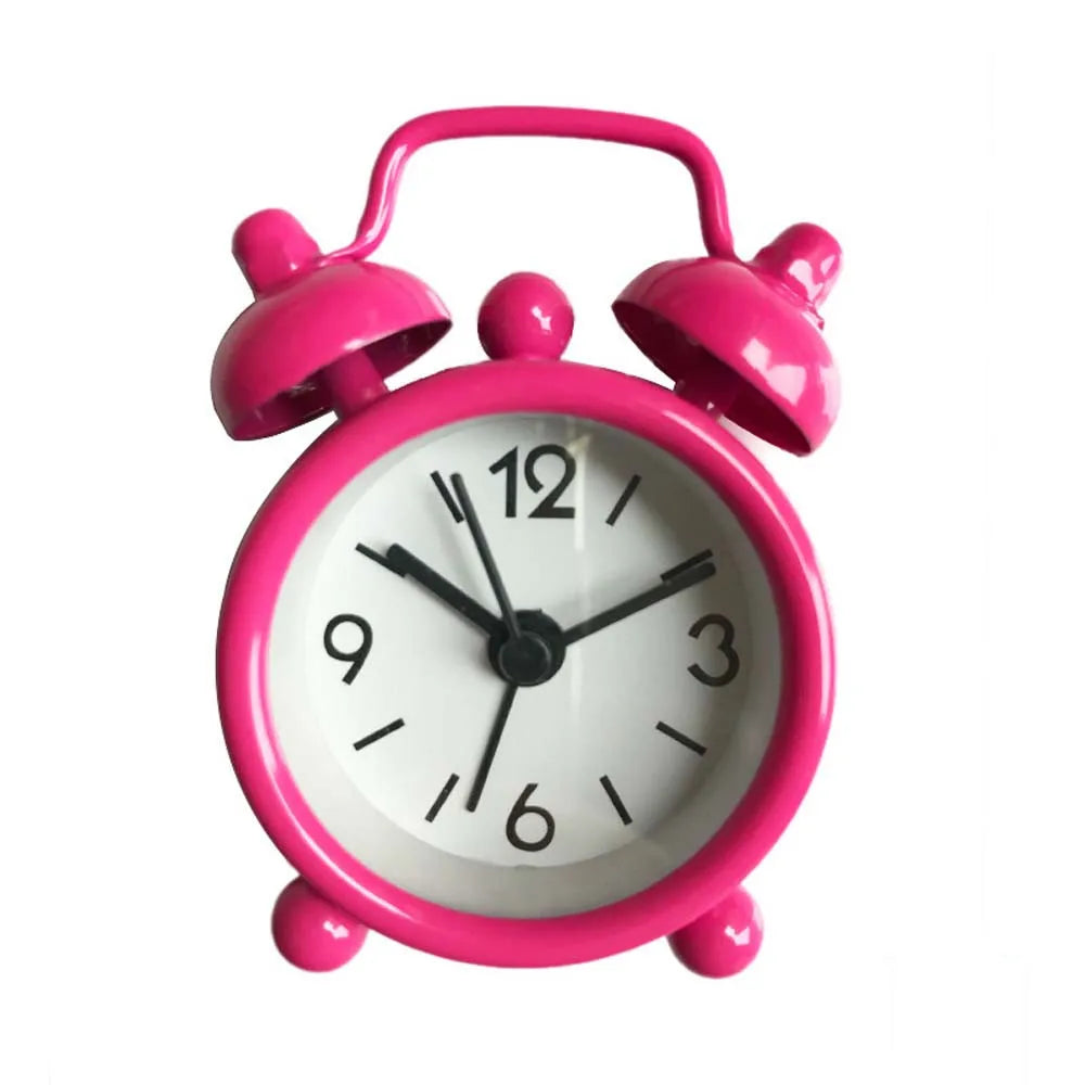 réveil horloge circulaire classique mécanique aiguilles rouge bleu rose Jaune métal durable chambre
