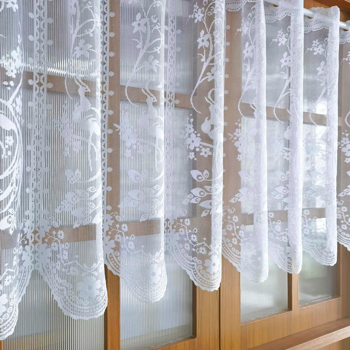 rideau transparent blanc noir floral tulle jacquard classique romantique cuisine
