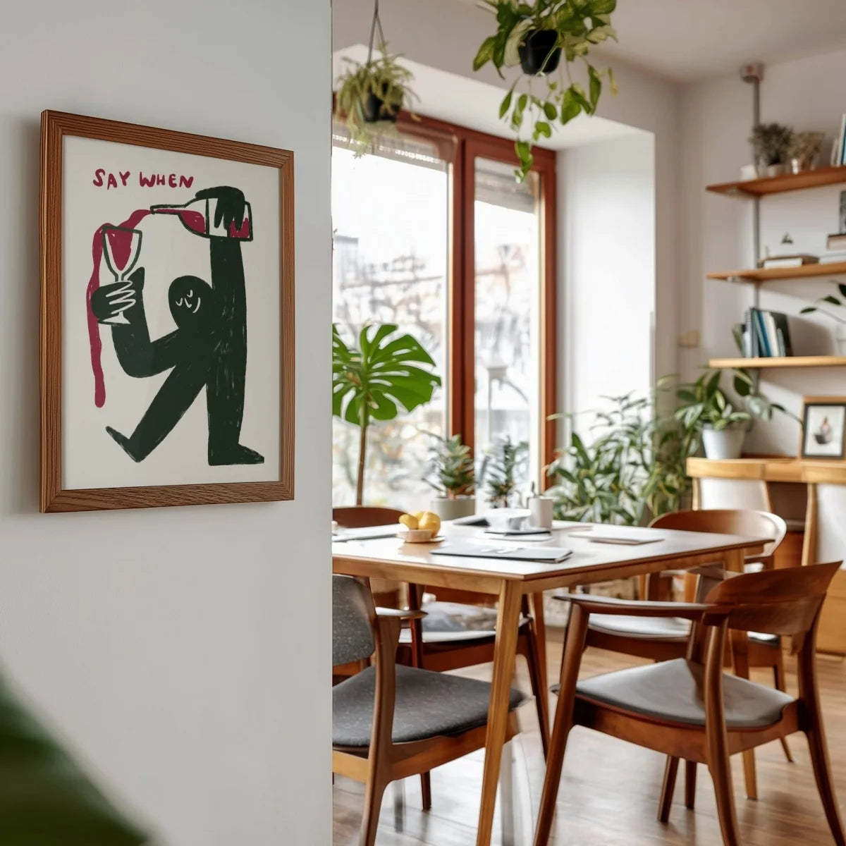 affiche abstraite moderne toile sans cadre say when rouge minimaliste salon cuisine