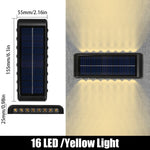 lumières solaires murales modernes 14 LED jaune clair decoration extérieure jardin