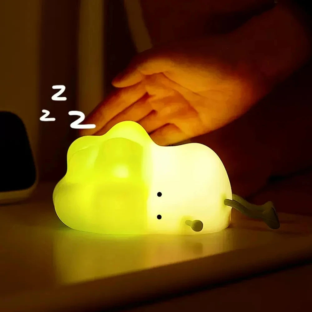 veilleuse canard forme animal rechargeable lumière lecture enfant décoration chambre blanc jaune