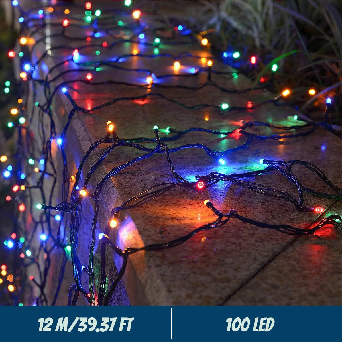 guirlande lumineuse multicolore 100 led 12m modernes ip67 étanchesextérieur noël