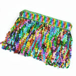 frange pailletée multicolore dentelle perlée élastiquée jupe élégante décoration vêtement textile maison DIY