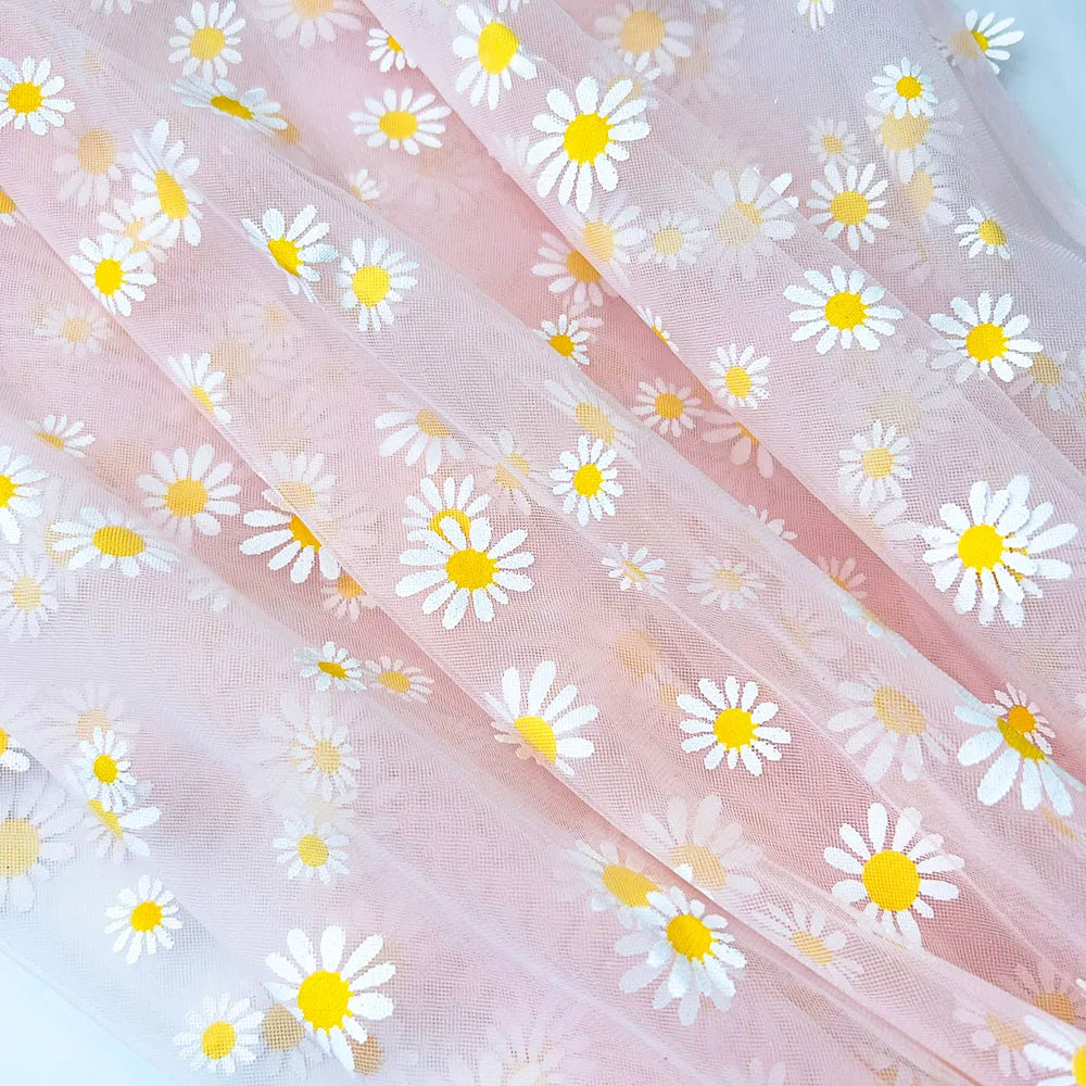 tulle polyester marguerites blancs motifs féminins costumes robes accessoires mariage transparent