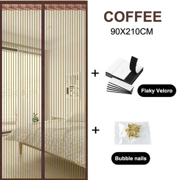 rideau porte magnétique beige noir maille fine motif moderne anti moustiques fenetre chambre cuisine