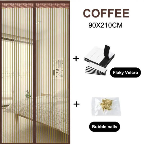 rideau porte magnétique beige noir maille fine motif moderne anti moustiques fenetre chambre cuisine