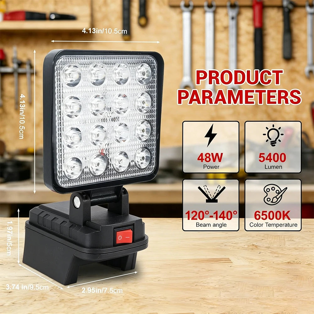lampe travail led portable rechargeable clips usb rotative étanche moderne noire aluminium