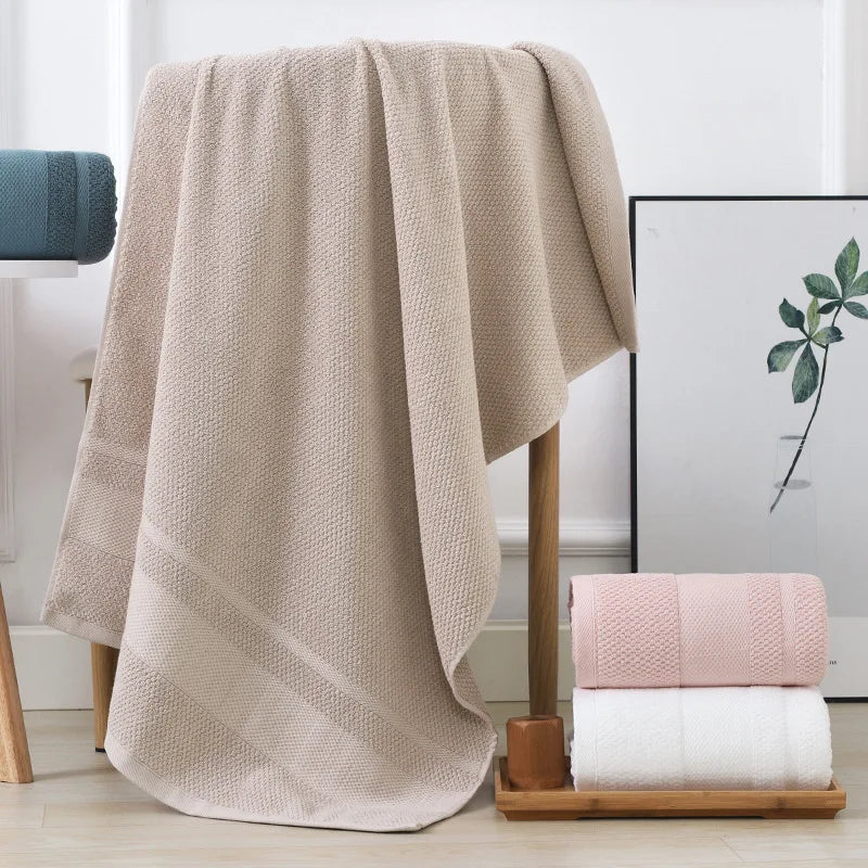 serviette bain coton bleu rose blanc rayures horizontales rapide absorbante machine moderne douce