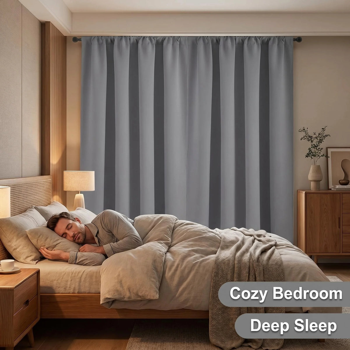 rideau moderne gris opaque uni fenêtre installer chez soi 135x160cm