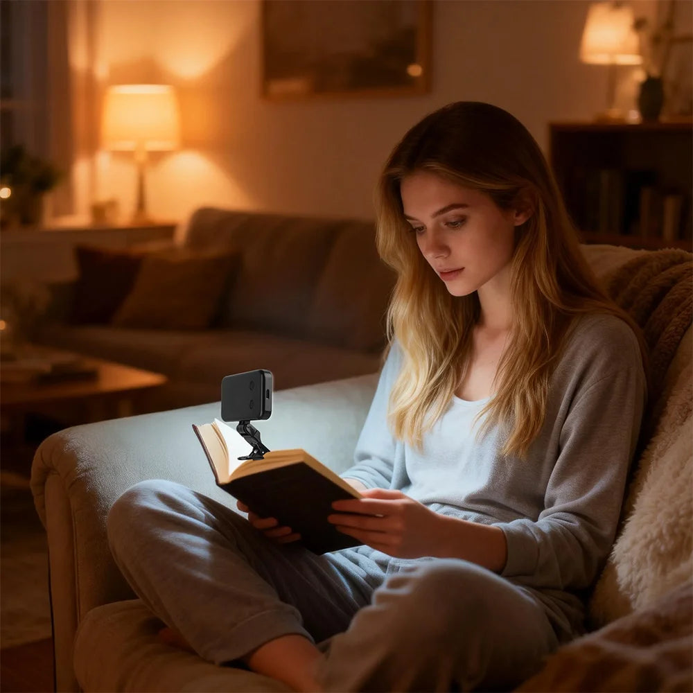 lampe lecture rechargeable usb noir réglable protège yeux clip led modernecompact