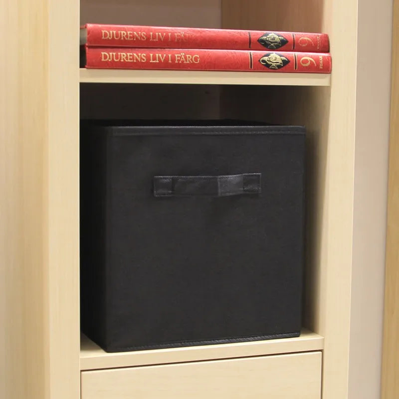 boîtes rangement pliables tissu noir modernes respectueuses environnement utilisation multiple rangement stockage poignées incluses