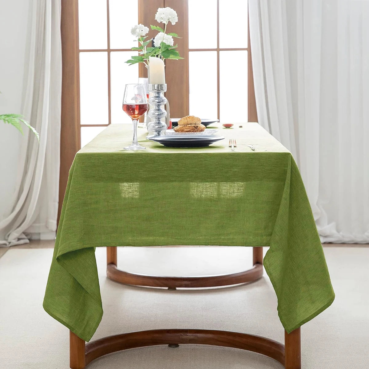 nappe table vert uni polyester moderne imperméable extérieur mariage fête 140x180cm