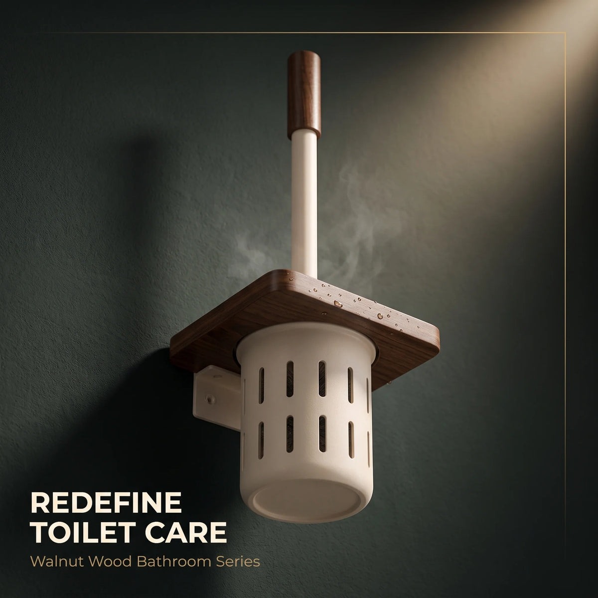 brosse wc bois marron clair support mural blanc moderne rangement ventilé minimaliste