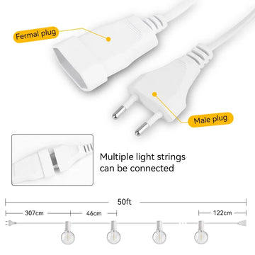 guirlande lumineuse led transparente 30m 50 ampoules g40 scintillement blanc moderne vintageextérieur noël mariage