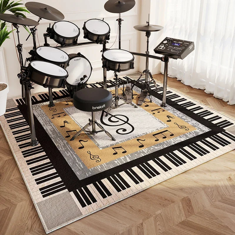 tapis moderne musical floral salon noir blanc décoration chambre hôtelextérieur