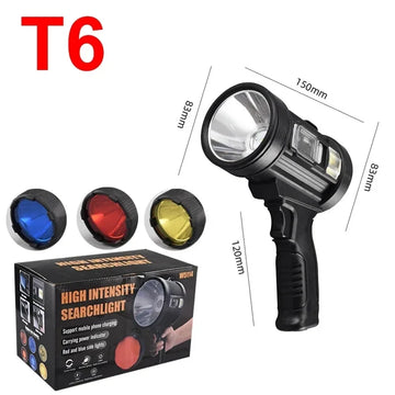projecteur rechargeable lampes poche puissance lumens panneaux solaires distance éclairage mode commutation auto défense
