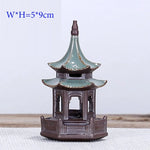 décorations intérieures pagode miniature céramique marron noir feng shui traditionnel oriental architectural details