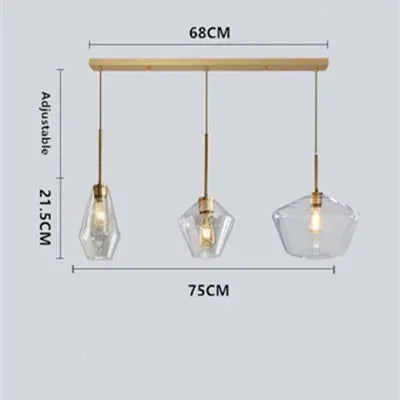 lampe suspendue moderne transparente chaîne dorée ampoule incluse flux lumineux variable certifications multiples sécurité