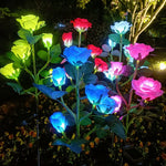 décoration extérieure solaire led rose moderne bouquet lumineux fête saint valentin festive