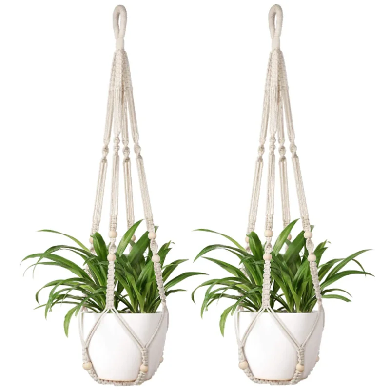 porte plantes suspendus macramé bois boho pots fleurs jardins decoration balcon maison