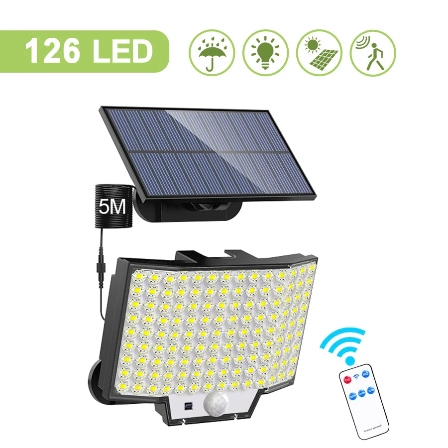 lampe solaire détecteur mouvement 348 led moderne étanche ip65 abs noir blanc télécommande clips