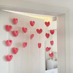 rideau décoration chambre rose clair coeurs forme cœur doux moderne fil blanc fixations transparent