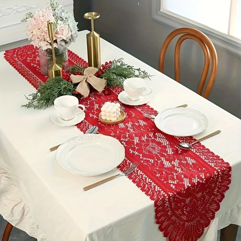 nappe tissée dentelle florale blanche romantique table hiver été mariage anniversaire thème classique vintage