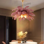 lustre led plumes rose blanc bleu moderne élégant tringle suspension chambre salon